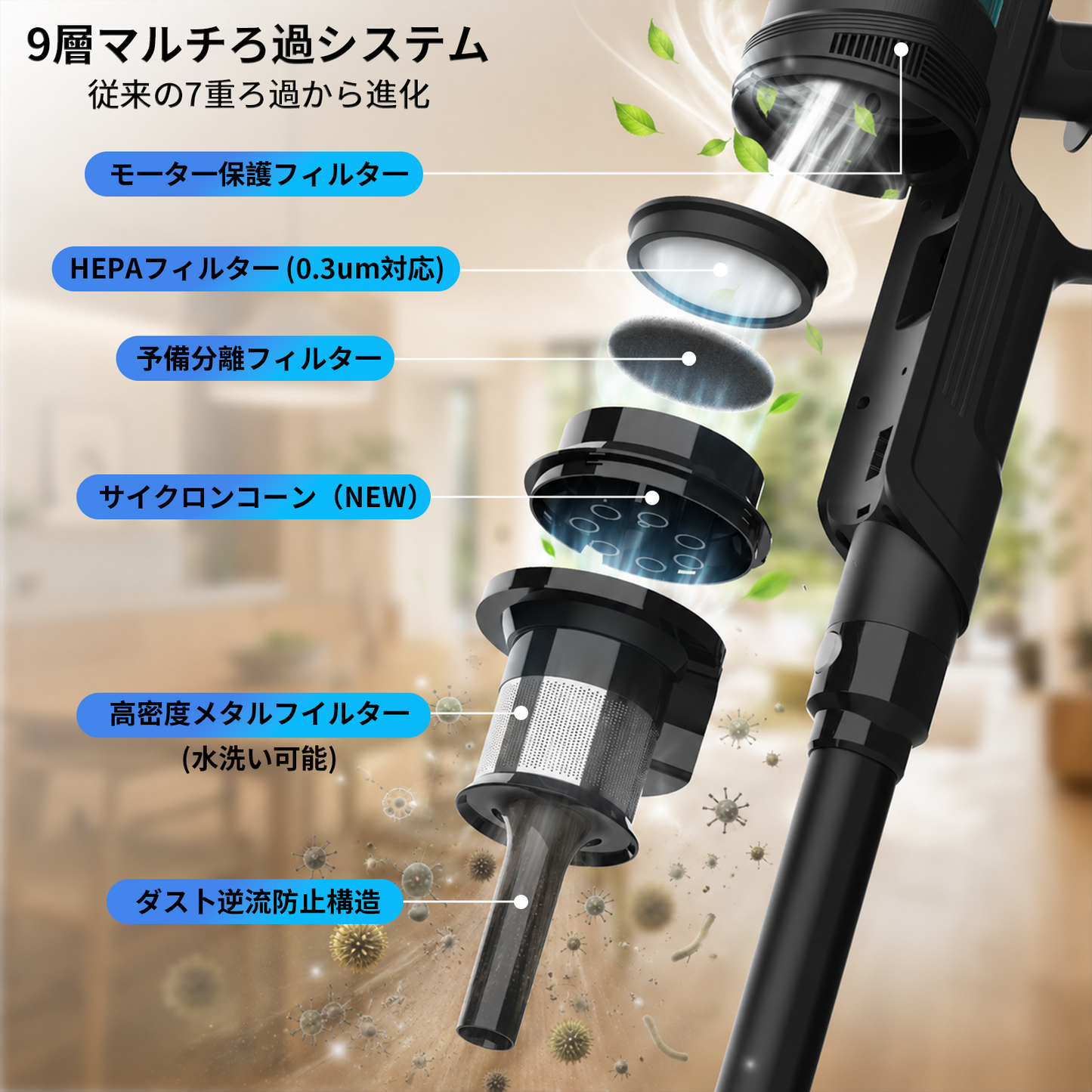 Hearten V16 コードレススマート掃除機｜2026年最新改良モデル｜自走式・超軽量・強吸引力・毛絡み防止・静音設計