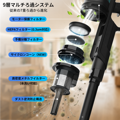 Hearten V16 コードレススマート掃除機｜2026年最新改良モデル｜自走式・超軽量・強吸引力・毛絡み防止・静音設計
